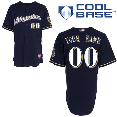 Customized Youth MLB jersey-Milwaukee Brewers Authentic Alternate 2 Baseball Jersey